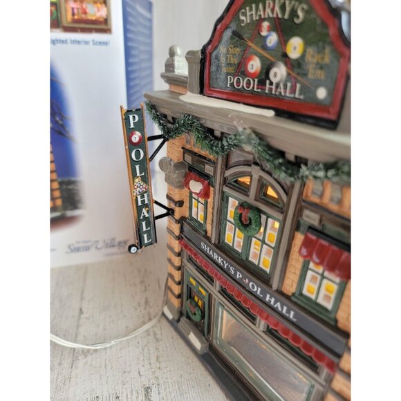 Dept 56 55614 Sharky's pool hall tournament RARE snow village accessory - Picture 7 of 10